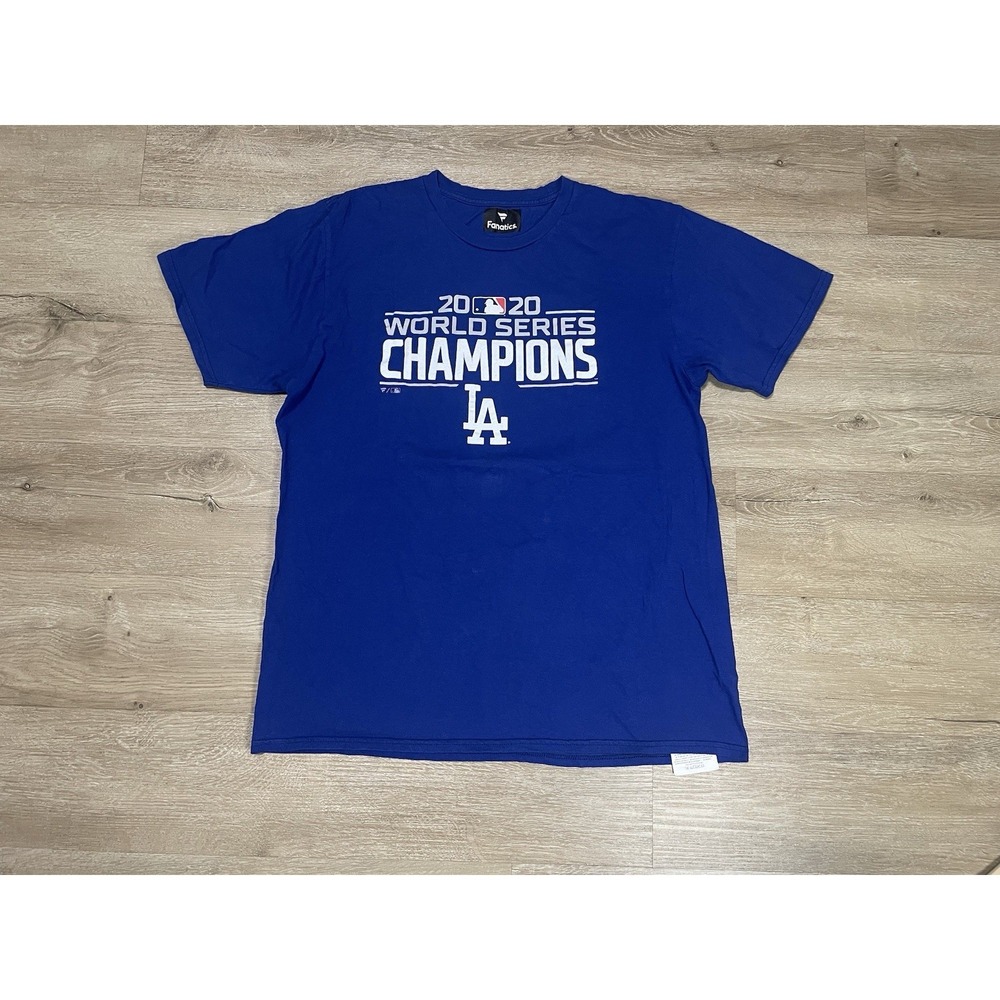 Fanatics Los Angeles Dodgers 2020 Champions Mens Sz L Blue World series T-shirt